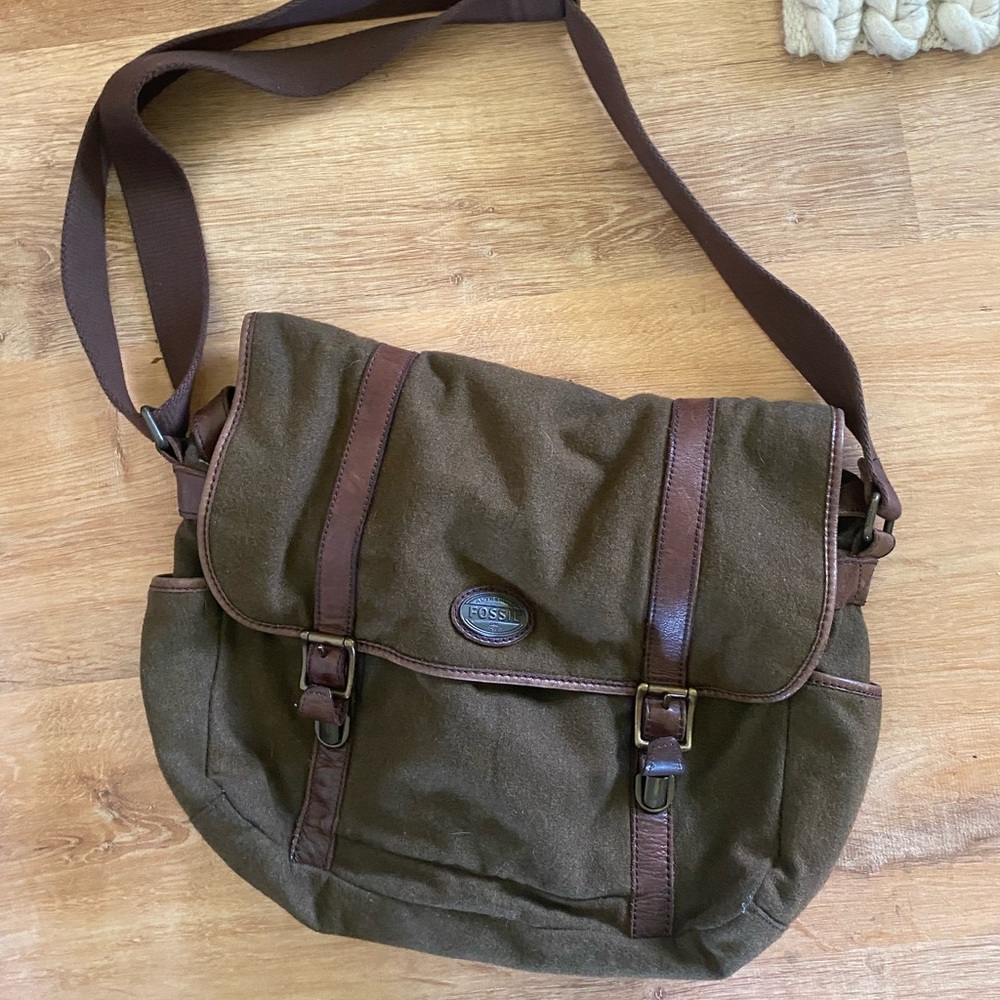 Vintage Fossil Wool Messenger Bag